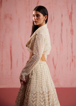 Roqa-Aiden Ivory Lehenga And Jacket Set-INDIASPOPUP.COM