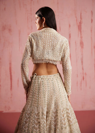 Roqa-Aiden Ivory Lehenga And Jacket Set-INDIASPOPUP.COM