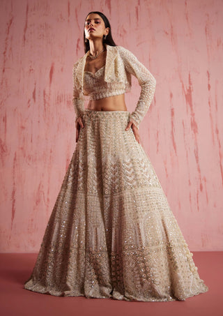 Roqa-Aiden Ivory Lehenga And Jacket Set-INDIASPOPUP.COM