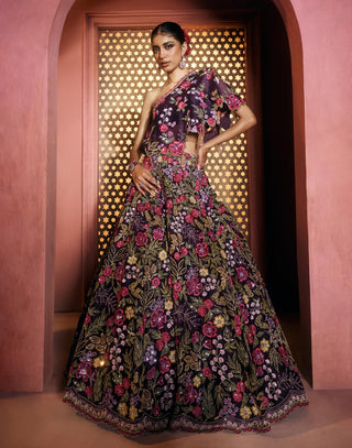 Cyrene plum lehenga and cape