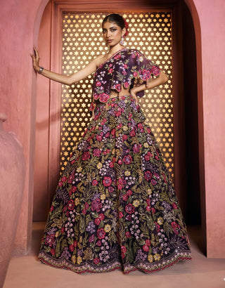 Cyrene plum lehenga and cape