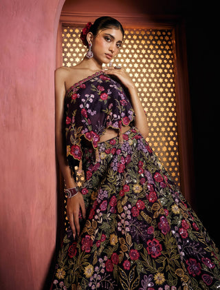 Cyrene plum lehenga and cape