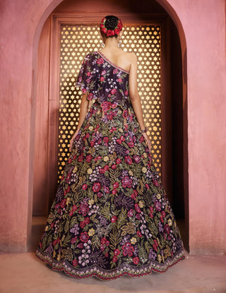 Cyrene plum lehenga and cape