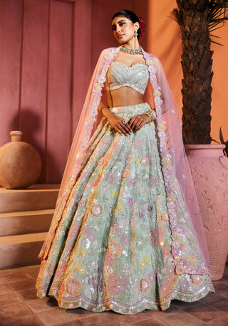 Zahra mint green lehenga set