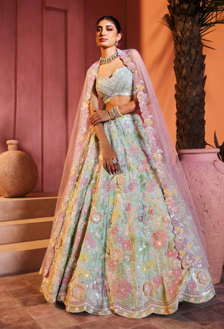 Zahra mint green lehenga set