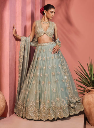 Daria light blue lehenga set