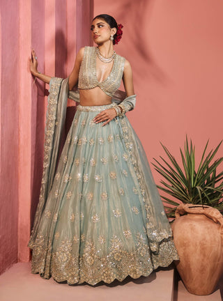 Daria light blue lehenga set