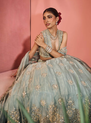 Daria light blue lehenga set