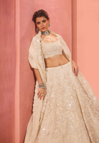 Mahnaz ivory lehenga set