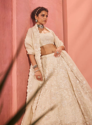 Mahnaz ivory lehenga set