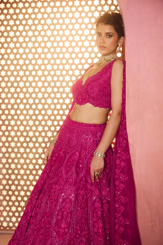 Kyra very berry pink lehenga set
