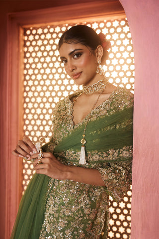 Zainab mehendi green kurta and sharara set