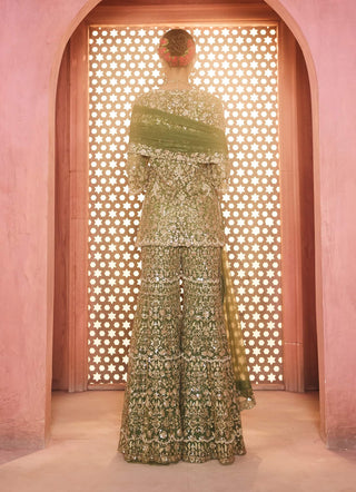 Zainab mehendi green kurta and sharara set