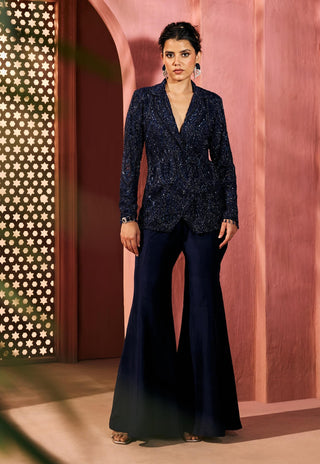 Azadeh navy blue blazer jacket and sharara