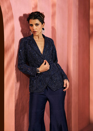 Azadeh navy blue blazer jacket and sharara