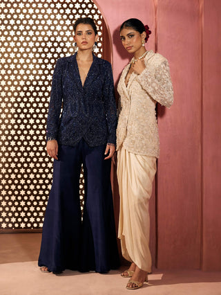 Azadeh navy blue blazer jacket and sharara