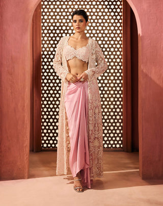 Zeeba pink jacket, blouse and dhoti
