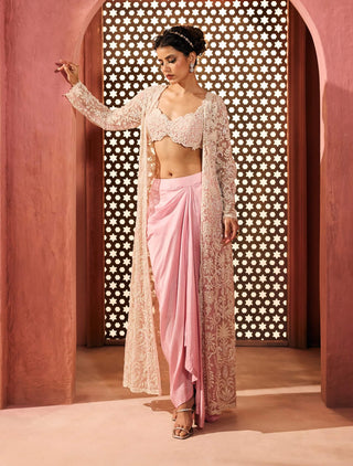 Zeeba pink jacket, blouse and dhoti