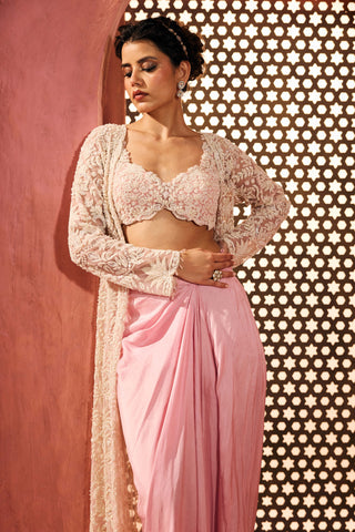 Zeeba pink jacket, blouse and dhoti