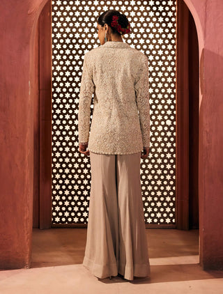 Afareen gray blazer jacket and sharara