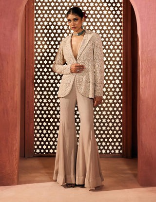 Afareen gray blazer jacket and sharara