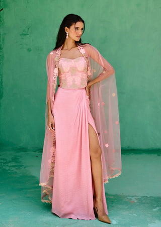 Pink esita cape and skirt set