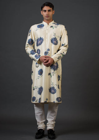 Balance By Rohit Bal Men-Ivory Floral Kurta And Churidar-INDIASPOPUP.COM