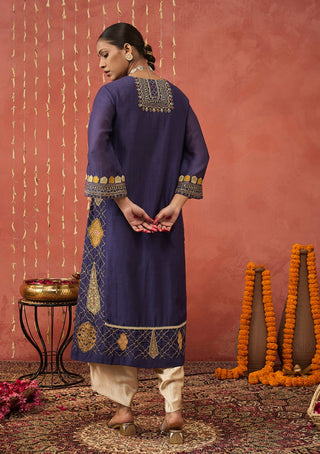 Purple Rani Embroidered Kali Kurta Set by Shivani Bhargava available on Indiaspopup.com