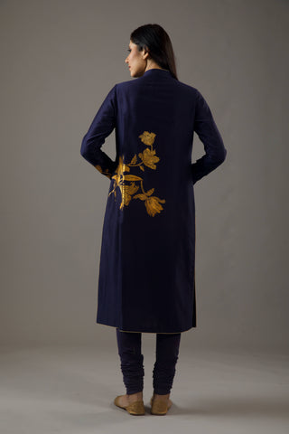 Balance By Rohit Bal-Indigo Blue Foil Tunic Set-INDIASPOPUP.COM