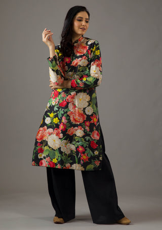 Balance By Rohit Bal-Black Printed Tunic And Palazzo-INDIASPOPUP.COM