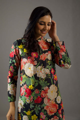 Balance By Rohit Bal-Black Printed Tunic And Palazzo-INDIASPOPUP.COM
