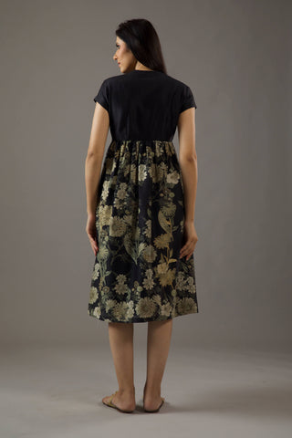 Balance By Rohit Bal-Black Printed Fitted Dress-INDIASPOPUP.COM