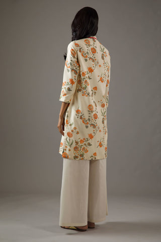 Balance By Rohit Bal-Ivory Chanderi Printed Tunic And Palazzo-INDIASPOPUP.COM