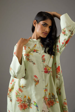 Balance By Rohit Bal-Mint Green Loose Tunic-INDIASPOPUP.COM
