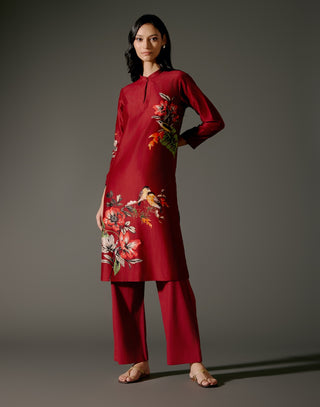 Wine Hued Chanderi Tunic And Palazzo by Balance By Rohit Bal available on Indiaspopup.com