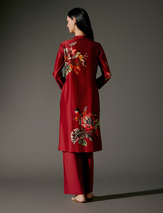 Wine Hued Chanderi Tunic And Palazzo by Balance By Rohit Bal available on Indiaspopup.com