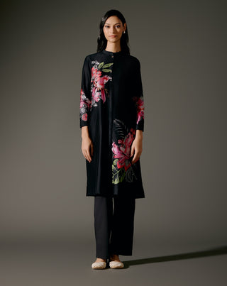 Black Abstract Chanderi Tunic And Palazzo by Balance By Rohit Bal available on Indiaspopup.com