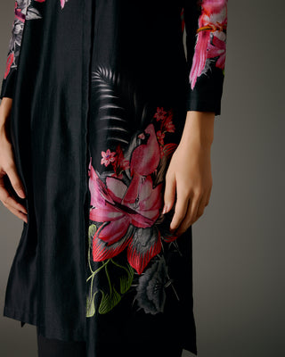 Black Abstract Chanderi Tunic And Palazzo by Balance By Rohit Bal available on Indiaspopup.com