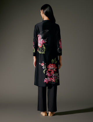 Black Abstract Chanderi Tunic And Palazzo by Balance By Rohit Bal available on Indiaspopup.com