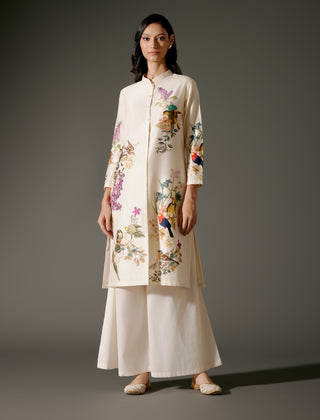 Ivory Digital Printed Chanderi Tunic And Palazzo by Balance By Rohit Bal available on Indiaspopup.com
