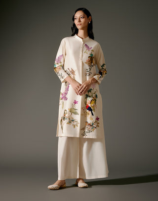 Ivory Digital Printed Chanderi Tunic And Palazzo by Balance By Rohit Bal available on Indiaspopup.com