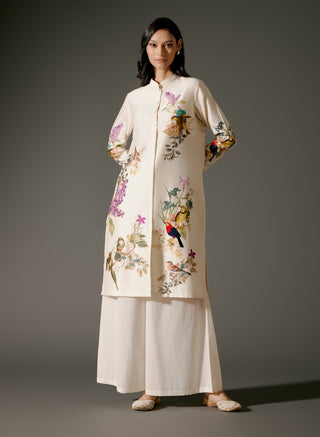 Ivory Digital Printed Chanderi Tunic And Palazzo by Balance By Rohit Bal available on Indiaspopup.com