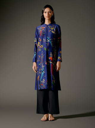 Indigo Abstract Chanderi Tunic And Palazzo by Balance By Rohit Bal available on Indiaspopup.com