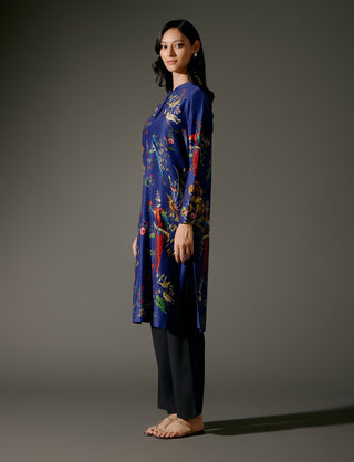 Indigo Abstract Chanderi Tunic And Palazzo by Balance By Rohit Bal available on Indiaspopup.com