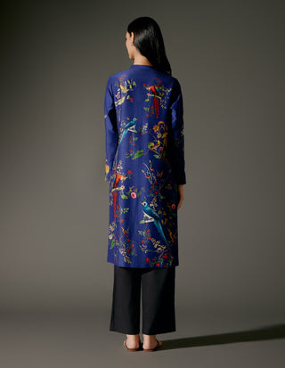 Indigo Abstract Chanderi Tunic And Palazzo by Balance By Rohit Bal available on Indiaspopup.com