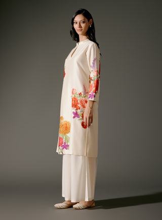 Ivory Abstract Printed Chanderi Tunic And Palazzo by Balance By Rohit Bal available on Indiaspopup.com