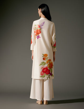 Ivory Abstract Printed Chanderi Tunic And Palazzo by Balance By Rohit Bal available on Indiaspopup.com