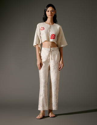 Ivory Chanderi Crop Top And Palazzo by Balance By Rohit Bal available on Indiaspopup.com