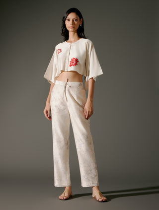 Ivory Chanderi Crop Top And Palazzo by Balance By Rohit Bal available on Indiaspopup.com