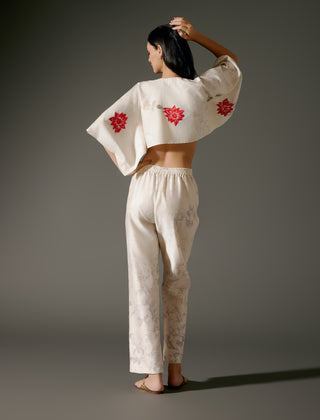 Ivory Chanderi Crop Top And Palazzo by Balance By Rohit Bal available on Indiaspopup.com